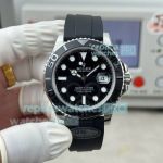 N+ Factory Swiss Replica Rolex 3235 Yacht-Master II Black Dial Rubber Strap Watch 42mm 